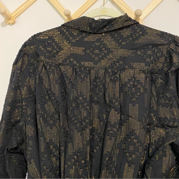 Roller Rabbit Black and Gold Midi Button Front Dress XL - Picture 9 of 10